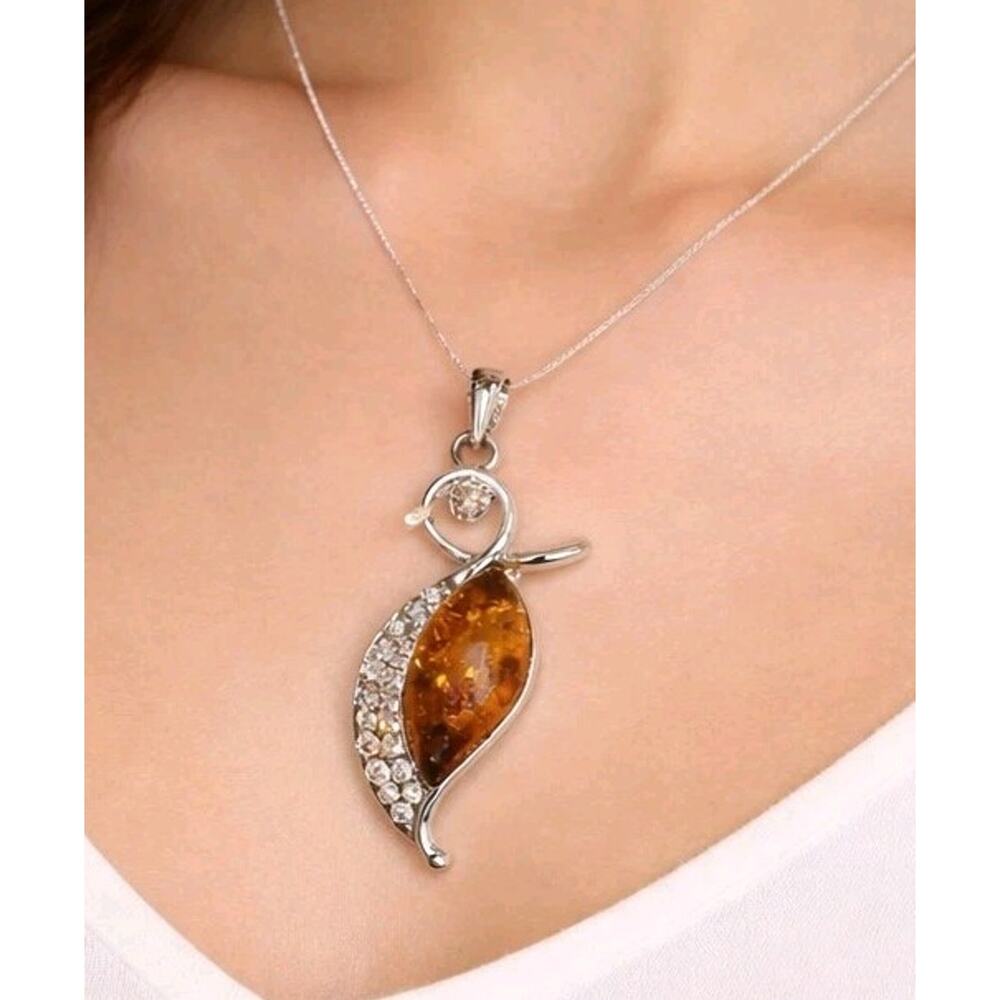 Vintage Pendant Necklace Rhinestone Confetti Lucite 18KGP Serpentine Chain rd3-6